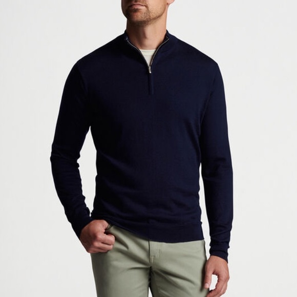 Peter Millar Autumn Crest Quarter Zip Sweater in Navy - Picture 6 of 8